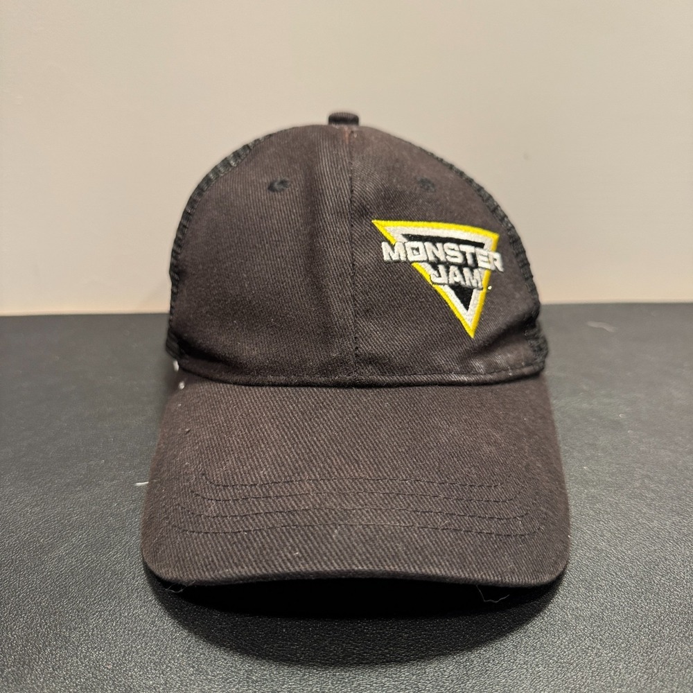 Vintage Monster Jam Hat Cap Black Trucker Mesh Back Snap Back Design‎ Dynamics